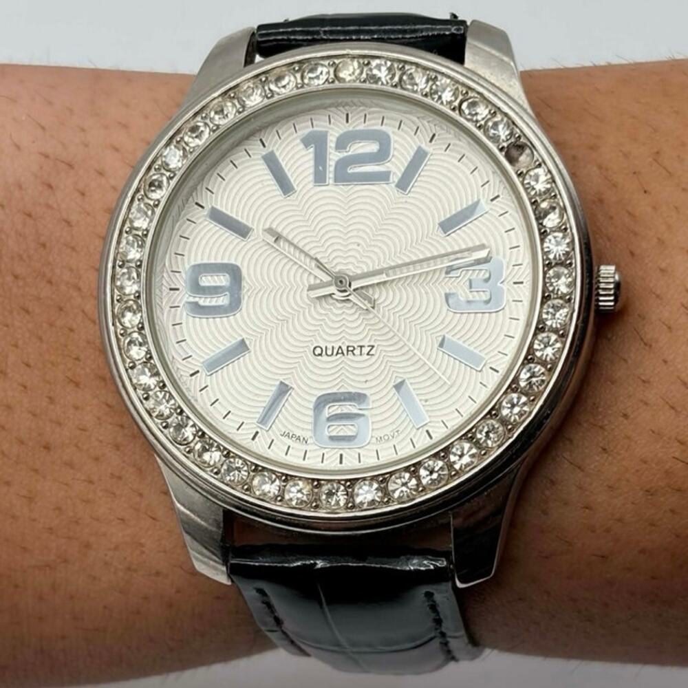 Silver & Black Men's Watch